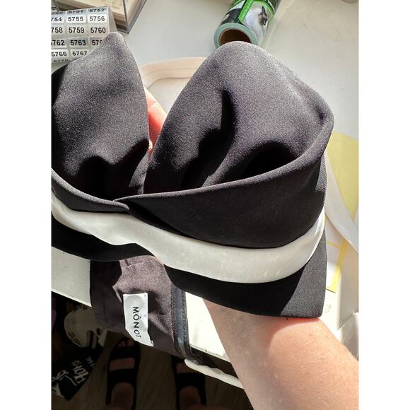 Mônot Black White Contrast Bustier Bra Crop Top Women’s Size 6 - Picture 3 of 16